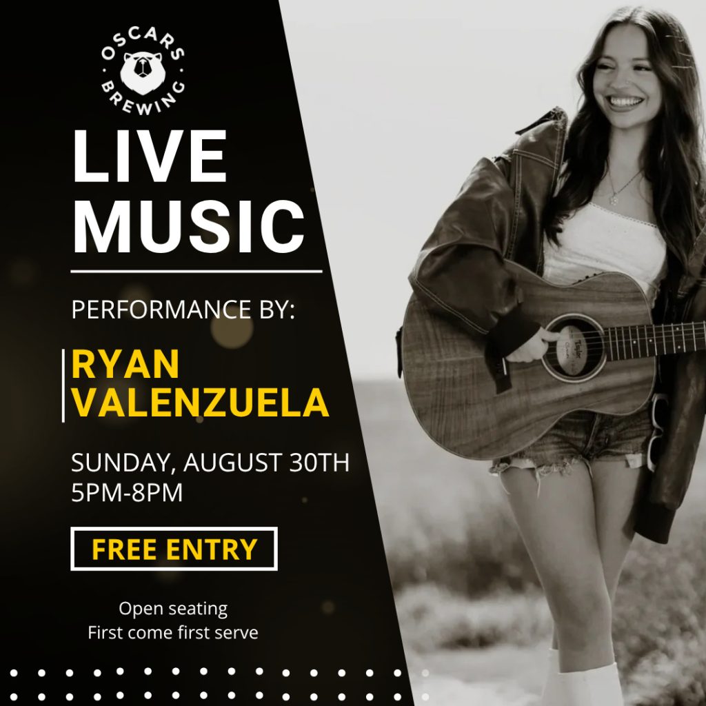 Ryan Valenzuela Live Music Sunday, August 30th 5 to 8 P M at O B C